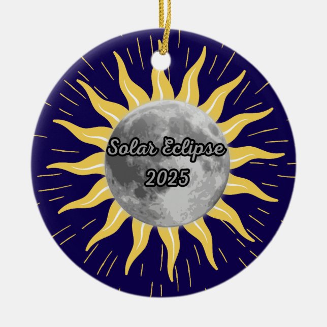 Custom 2025 Solar Eclipse Memory  Ceramic Tree Decoration (Front)