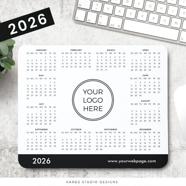 Custom 2026 Calendar Business Logo Mouse Pad (Customize with your business logo and webpage or business name.)