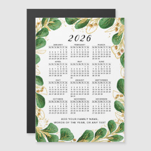 Custom 2026 Calendar Magnet with Elegant Greenery