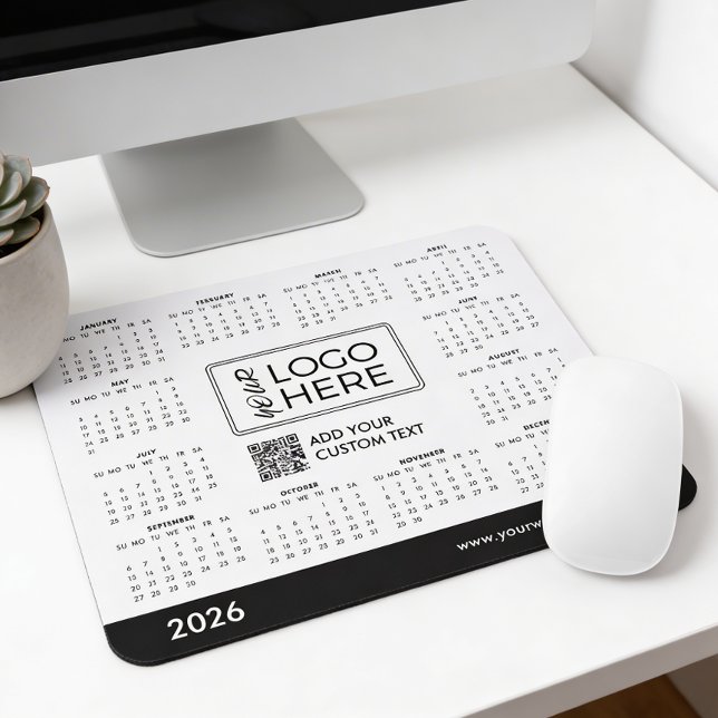 Custom 2026 Calendar QR Code Business Logo Mouse Pad (Creator Uploaded)