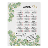 Custom 2026 Calendar with Elegant Eucalyptus