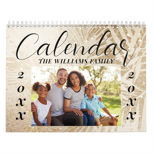 Custom 2026 Elegant Script Gold Family Photo Calendar (Cover)
