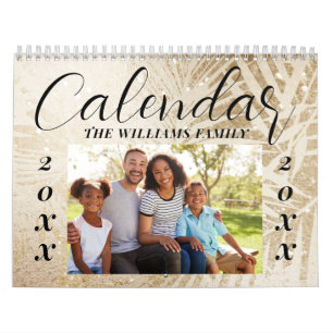 Custom 2026 Elegant Script Gold Family Photo Calendar
