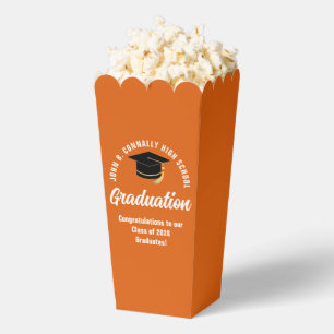 Custom 2026 Orange Graduation Party Popcorn Favour Box