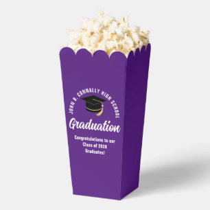 Custom 2026 Purple Graduation Party Popcorn Favour Box