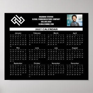 Custom 2027 Business Office Calendar Black Company Poster