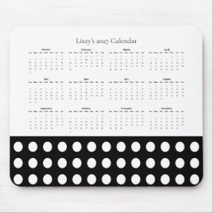 Custom 2027 Elegant Polka Dot Calendar Mouse Pad