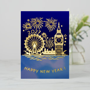 Custom 2027 London Fireworks Happy New Year Gold
