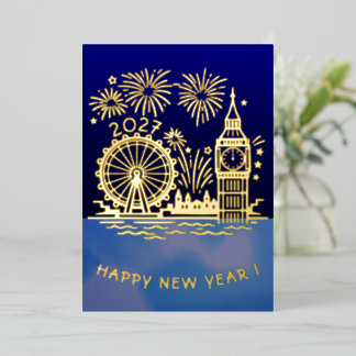 Custom 2027 London Fireworks Happy New Year Gold