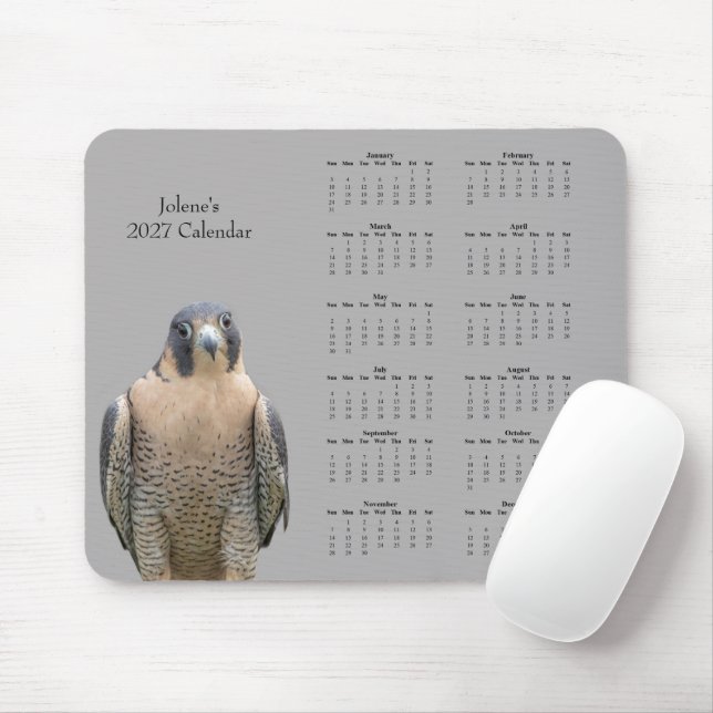 Custom 2027 Peregrine Falcon Flight Calendar Mouse Pad (With Mouse)