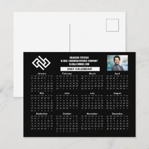 Custom 2027 Professional Business Calendar Black Postcard