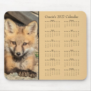 Custom 2027 Red Fox Kit Desk Calendar Mouse Pad