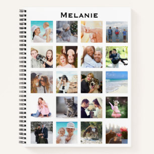 Custom 20 Square Photo Grid Collage Personalised Notebook