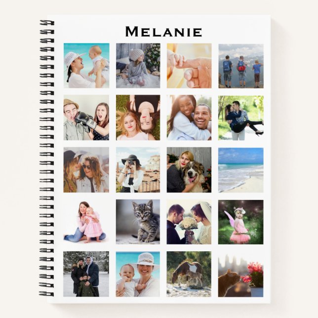 Custom 20 Square Photo Grid Collage Personalised Notebook (Front)