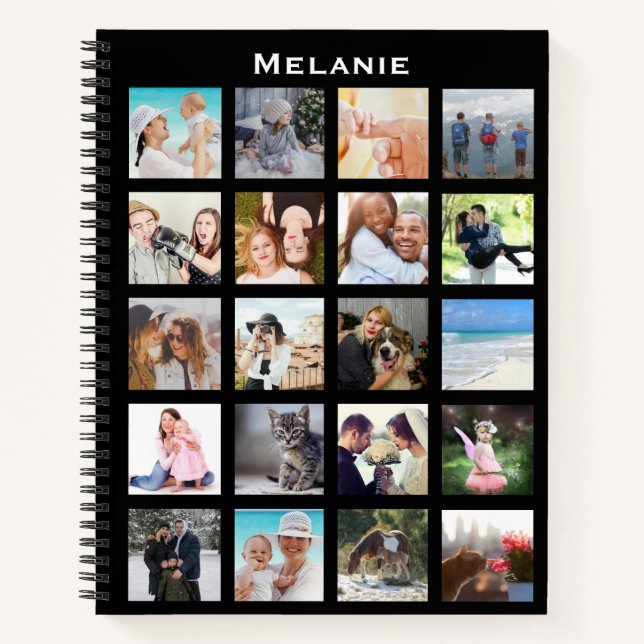 Custom 20 Square Photo Grid Collage Personalised Notebook (Front)