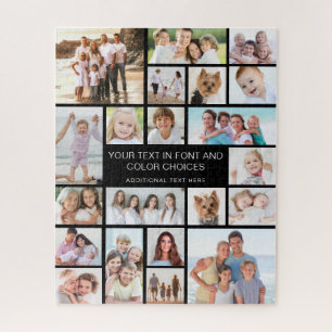 Custom 21 Photo Collage Personalised Black Jigsaw Puzzle