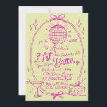 Custom 21st Birthday Disco Invitation | Pink Neon<br><div class="desc">Celebrate in style with our customisable 21st birthday invitation featuring a vibrant pink neon disco theme. Perfect for a fun-filled party, this invitation includes all your event details in a stylish design. Personalise it with your name, date, and party information to create a unique and memorable invitation. Ideal for anyone...</div>