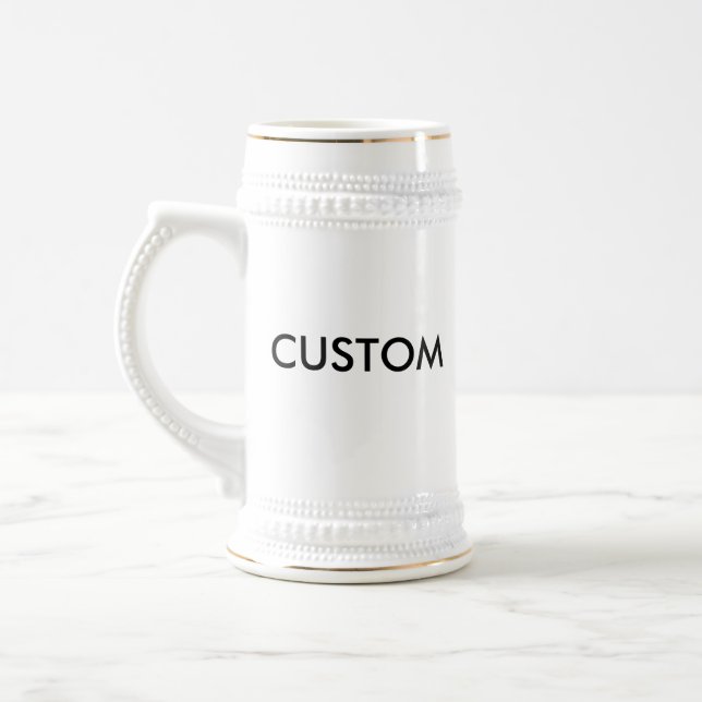 Custom 22oz Traditional Beer Stein WHITE & GOLD (Left)