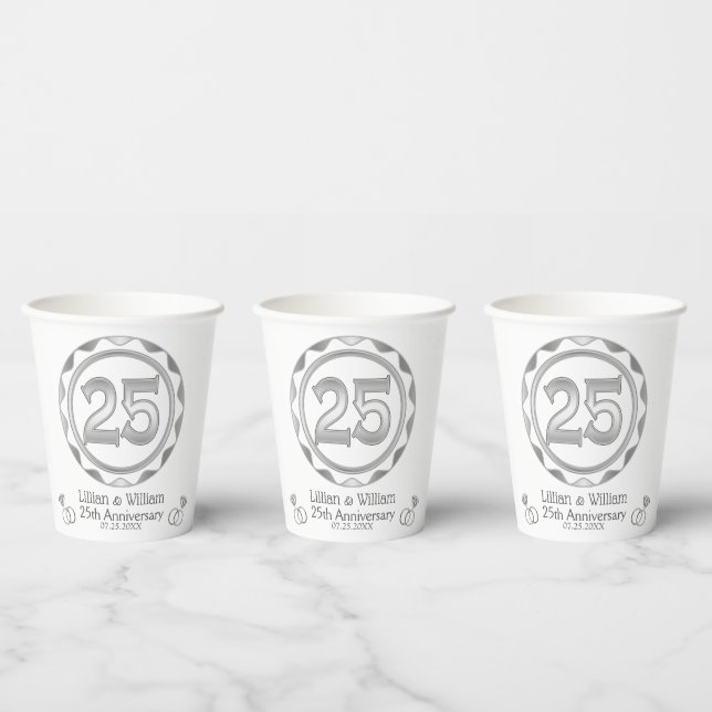Custom 25th Anniversary or Birthday, etc... Paper Cups (Multi)