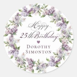 Custom 25th Birthday Purple Lilac Envelope Seal