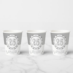 Custom 25th Golden Anniversary or Birthday, etc... Paper Cups