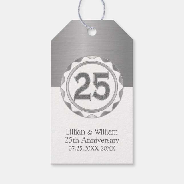 Custom 25th Silver Anniversary Gift Tags (Front)