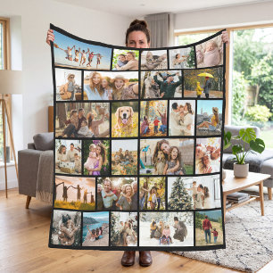 Custom 28 Photo Collage Fleece Blanket