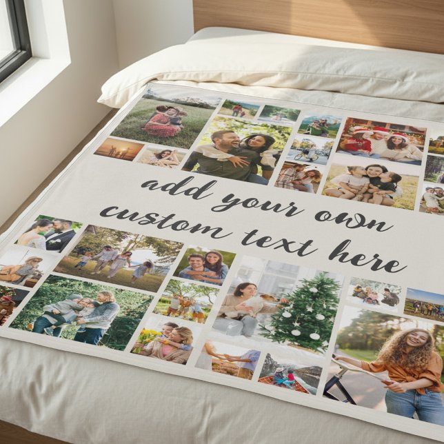 Custom 28 Photo Collage Fleece Blanket (Creator Uploaded)