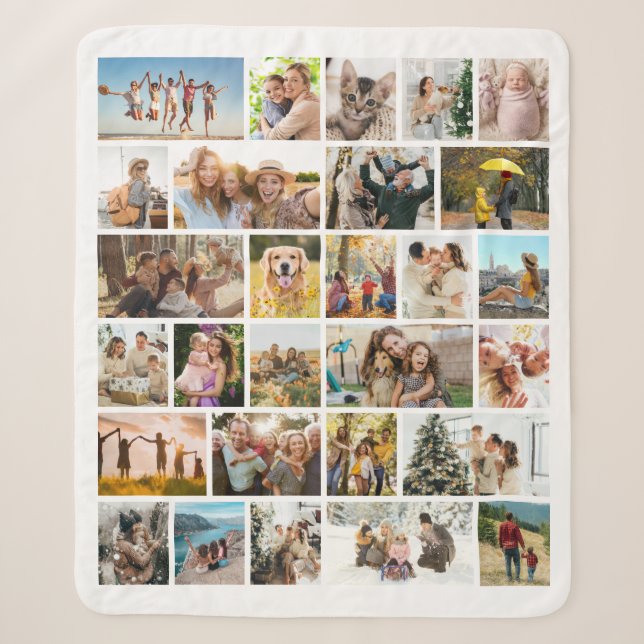 Custom 28 Photo Collage Sherpa Blanket (Front)