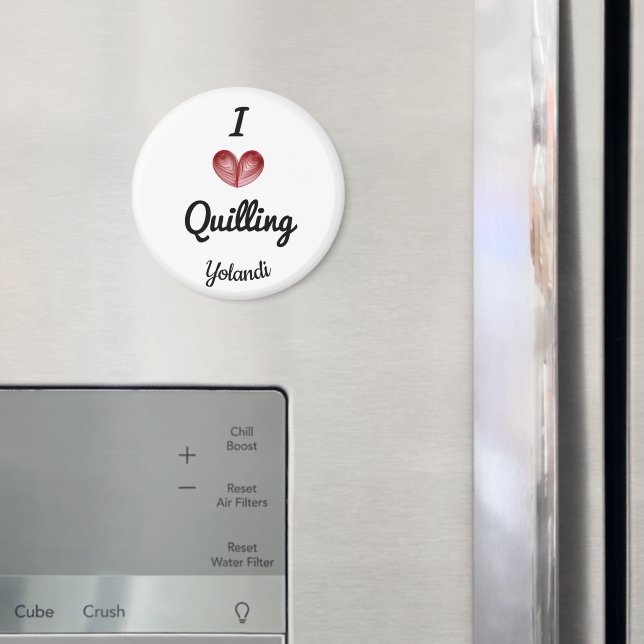 Custom 2.25-in Round I (heart) Quilling Magnet (In Situ (Fridge))