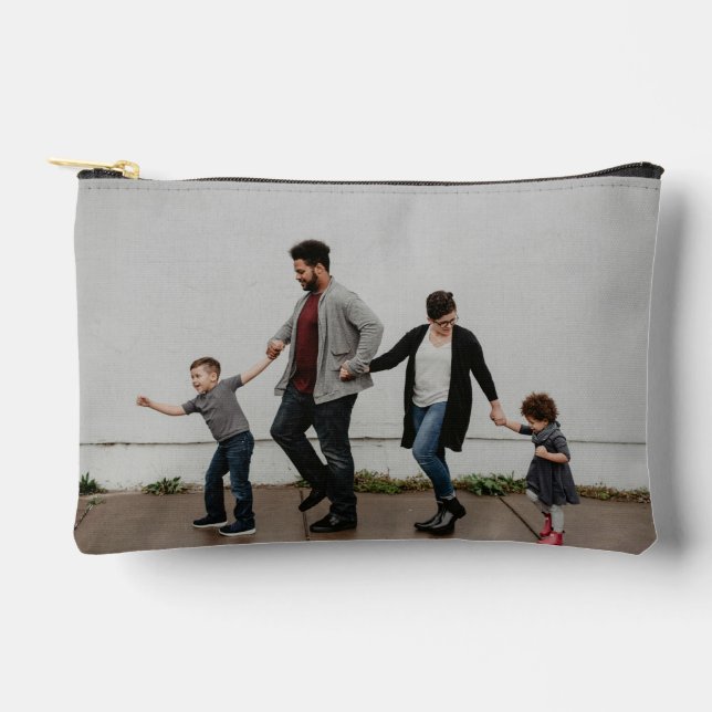 Custom 2 Family Photo Collage Accessory Pouch (Front)