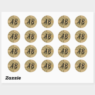 Custom 2 letter digits coffee stained collage classic round sticker