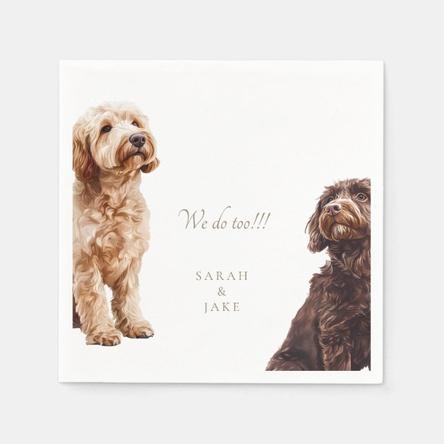 Custom 2 Pet Doodle Wedding II Napkins  (Front)