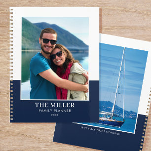 Custom 2 Photo Add Your Own Name Dark Blue Planner