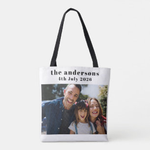 Custom 2 Photo and Text Personalised Tote Bag