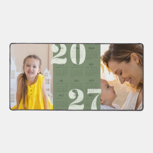 Custom 2 Photo and Year Calendar 2027 Large Mouse Desk Mat