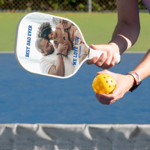 Custom 2 Photo Best Dad Ever We Love You Pickleball Paddle