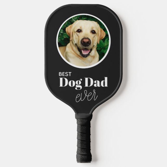 Custom 2 Photo Best Dog Dad Ever  Pickleball Paddle (Front)