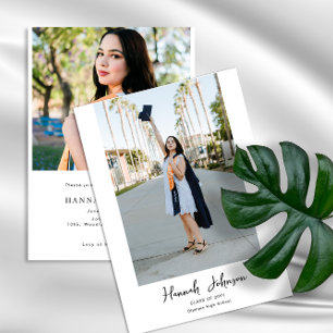 Custom 2 Photo Calligraphy Script Graduation  Invitation