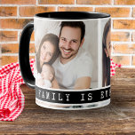 Custom 2 Photo Collage Family Picture Quote Black Mug<br><div class="desc">Design your own customised mugs with pictures of family to make it an unique keepsake.' Family is everything ' quote typography makes it special.</div>