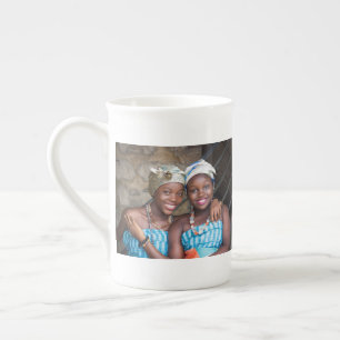 Custom 2 photo collage   friends family corporate bone china mug