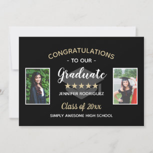 Custom 2 Photo Congratulations Graduate Graduation Announcement