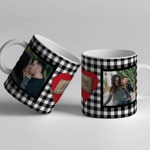 Custom 2 photo couples initials heart Valentines  Coffee Mug