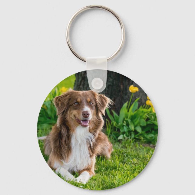 Custom 2 Photo Double Sided Pet Photo Key Ring (Front)