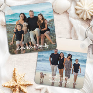 Custom 2 Photo Family Vacation Simple Personalised Key Ring