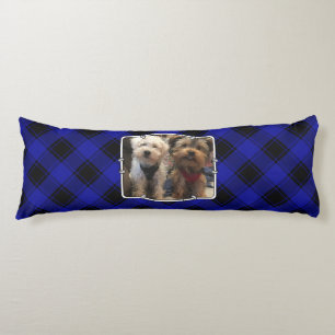 Custom 2 Photo Frame Classic Blue & Black Plaid Body Cushion