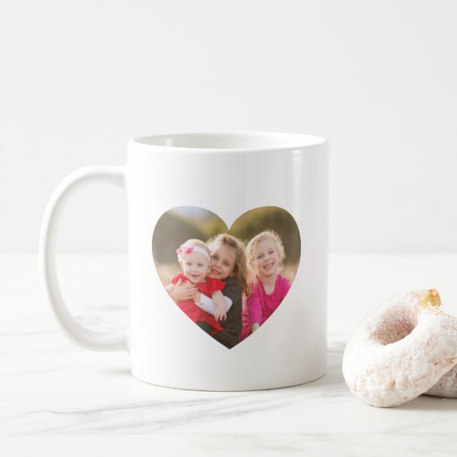 Custom 2 Photo Hearts Coffee Mug (With Donut)