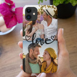 Custom 2 Photo Love with Heart Calligraphy Case-Mate iPhone Case<br><div class="desc">Add your own photos and create your own unique iphone 11 phone case. The photo template is set up ready for you to add 2 of your favourite photos. The hand lettered text overlay simply reads "love" in beautiful calligraphy with love hearts at each end. You can customise this frameless,...</div>