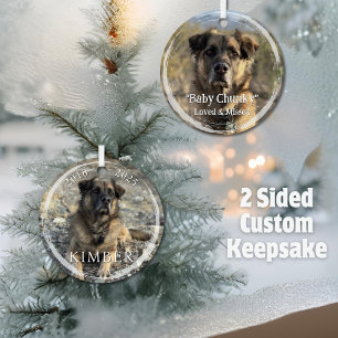 Custom 2 Photo Name Years Remembrance Pet Memorial Metal Tree Decoration
