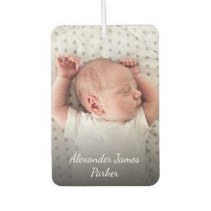 Custom 2 Photo Personalised New Baby Stats Car Air Freshener